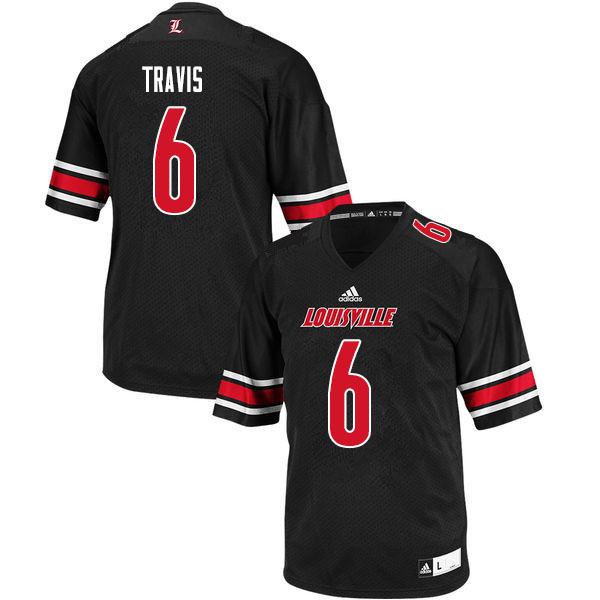 Men #6 Jordan Travis Louisville Cardinals College Football Jerseys Sale-Black - Click Image to Close